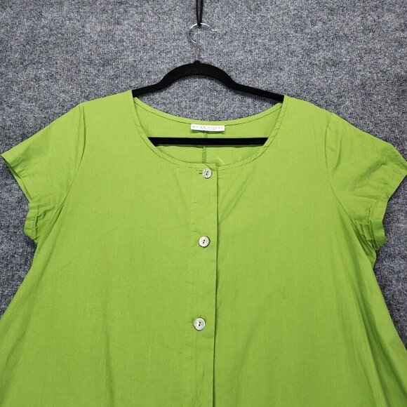 Bryn Walker Womens XS Dress Organic Cotton Short Sleeve Button Down Lagenlook - Picture 4 of 13